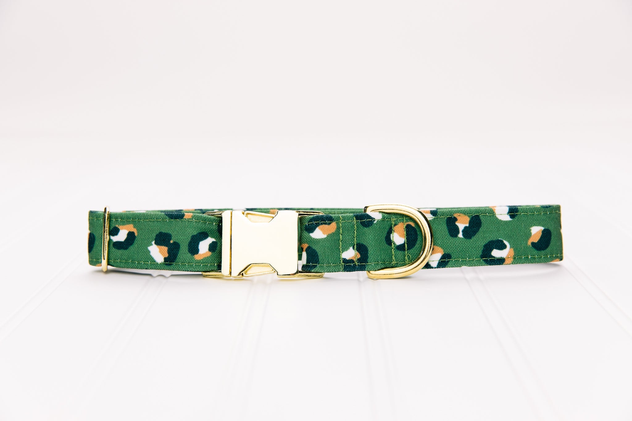 Olive Green Leopard Print Water Resistant Dog Collar