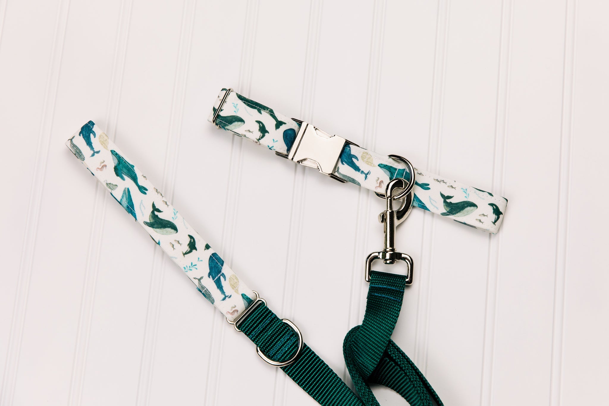 Watercolour Whales Water Resistant Dog Collar