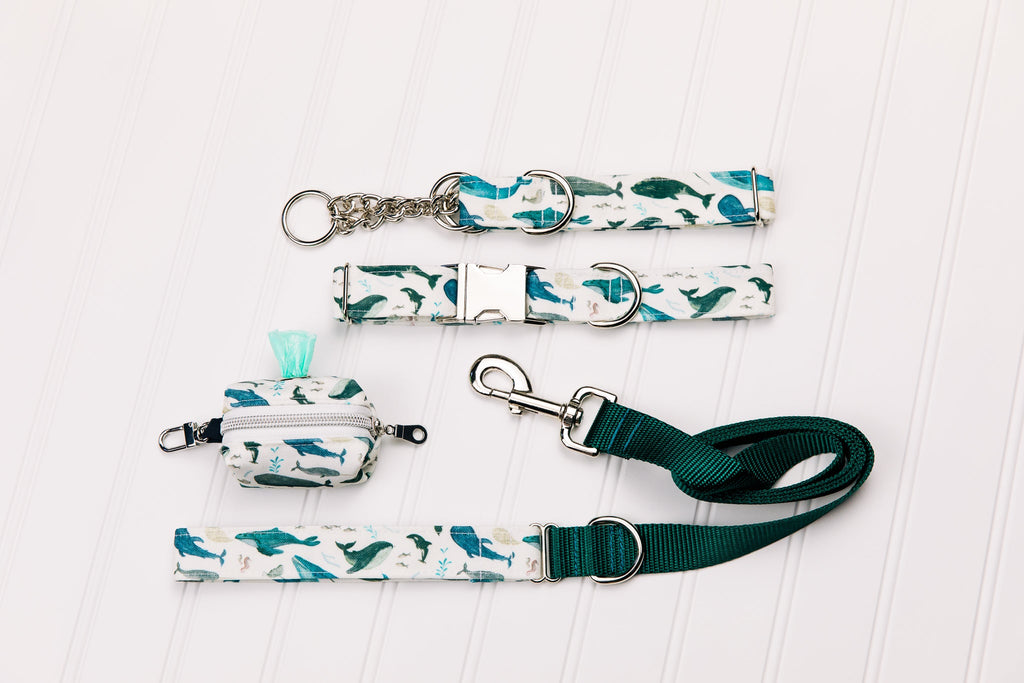 Watercolour Whales Water Resistant Dog Collar