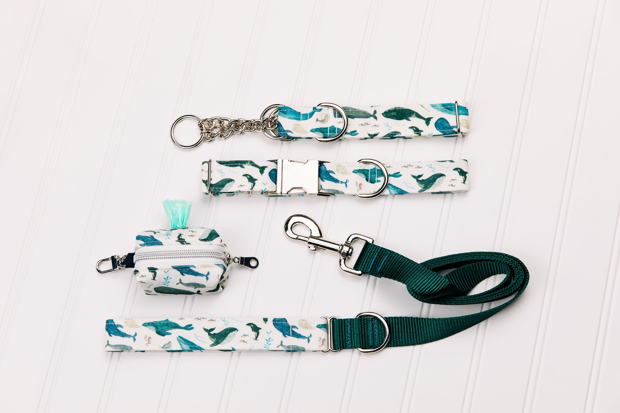 Watercolour Whales Water Resistant Dog Collar