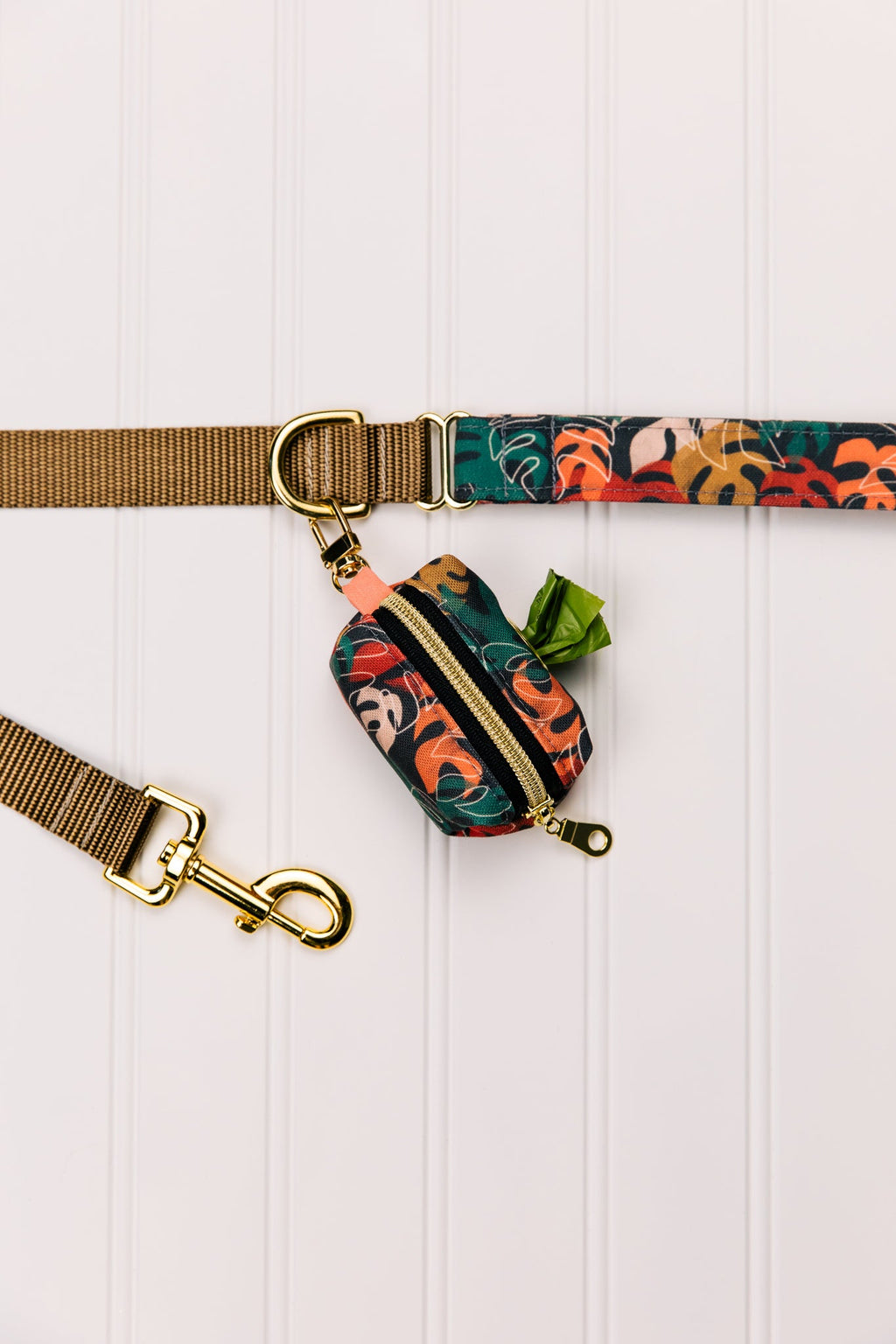 Neutral Monstera Leaves Water Resistant Dog Collar
